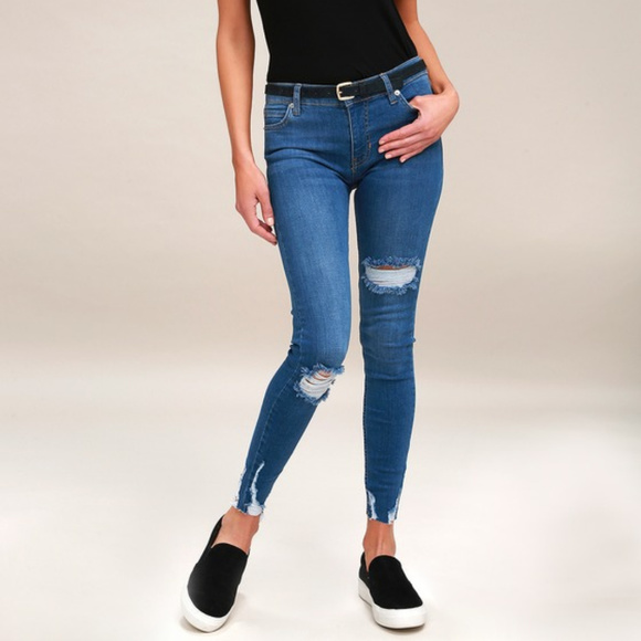 FREE PEOPLE Distressed Skinny Jeans